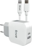Snug 2 Port Pd USB Home Charger With Lightning Cable 30W White