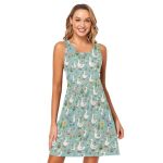 Alaza Cartoon Goose Blossom Women's Summer Dress Sun Dress Sleeveless With Pockets S