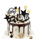 24PCS Guitar Cake Toppers Music Note Birthday Cake Toppers 1:12 Guitar Model Decorations For Musician Party Birthday Party Rock