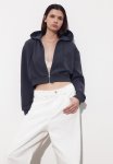 Cropped Zip-through Hoodie - Dark Grey
