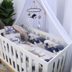 Cot Bumper Braided 5 Strand Dusky Blues Beiges And White