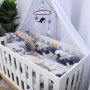 Cot Bumper Braided 5 Strand Dusky Blues Beiges And White