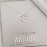 Kayara 925 Sterling Silver Cz Heart Necklace 45CM Chain