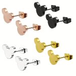 1PAIR Stainless Steel Earrings Fashion Mouse Silhouette Stud Earrings For Men