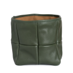 Leather Square Basket - Green