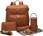5 PC Fashion Leather Mommy Backpacks Baby Diaper Bag