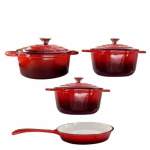 Smte Cast Iron Dutch Oven Cookware Pot 7 Pcs Set With Keychain