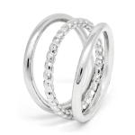 Silver Tone Triple Band Ring - Medium