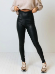 Vegan Snakeskin LEGGINGS - Black - Medium