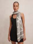 Immy Geo Print Scarf - 0 Sage ivory