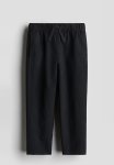 Linen-blend Pull-on Trousers - Black