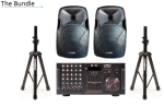 Omega AV-971KA Amplifier & High Power Speaker Bundle With Stands 80W Rms 2CH Stereo 3D Surround 5 MIC Inputs