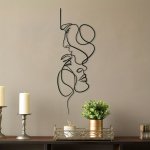 1PC Metal Wall Art Minimalist Facial Line Wall Decor Abstract Iron Wall Sculpture Modern Black Home Hanging Wall Art Decor For L