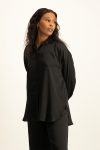 Dani Oversized Satin Shirt - Black - S