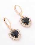 Goldair Gold Diamante Heart Drop Huggie Earrings