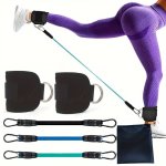 5PCS SET Workout Equipments Including 3PCS Ankle Resistance Bands 2PCS Ankle Straps 1PC Storage Bag For Exercise Leg Training St