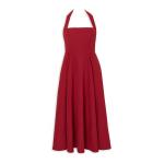 Red Halter Midi Dress