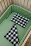 Washed Fern Green Checked Cot Duvet Cover - Incl Pillow Inner