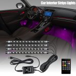 4PCS LED Car Interior Light Strips Set - 21.84CM Neon Music Sync & Color Changing Wireless Remote Control USB Powered For Home &