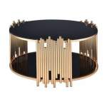 Smte Modern Round Centre Gold And Black Coffee Table With Keychain