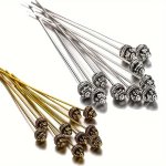 10PCS Retro Silver Golden 54MM Head Pins Classical Long Headpins Metal Wire Needle Head Pins For Diy Charm Crafts Women Jewelry