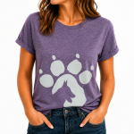 Dog Print T-Shirt Purple Large DTS21