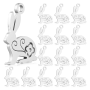20 Pcs Stainless Steel Rabbit Charms Easter Bunny Pendants Silver
