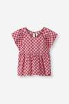 GIRLS Gingham Peplum Top - 10 Pink