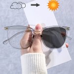 1PC Rectangle Frame Photochromic Glasses For Women Anti-reflective Tac Lens Lightweight PC Material Durable Hinge Fashion Access