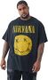 - Men's Plus Size Nirvana Smiley Print T-Shirt - Black