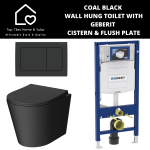 Coal Black Wall Hung Toilet With Geberit Cistern & Black Flush Plate