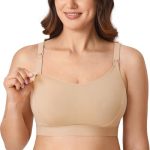 Gratlin Women's Plus Size Nursing Bra Sports Maternity Support Cotton Breastfeeding Bras Taupe Tan Small