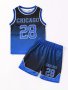 Boys Girls 2pcs/set Loose & Breathable CHICAGO 28 Print Gradient Color Outfit Sleeveless Basketball Tank Top & Shorts For Sports