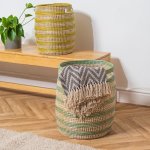 Home.life Seagrass Weave Round Stripe Basket Natural - Large 49X42CM