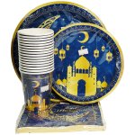 Eid Mubarak Blue & Gold Mosque Paperplate Set 40PC