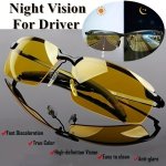 Night Vision Glasses For Women Men Outdoor Sports Semi Rimless Driver Anti-glare For Night Driving Fashion Glasses