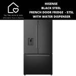 Hisense Black Steel French Door Fridge - 575L With Water Dispenser