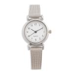 Silver White Round Mesh Watch