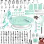 Green Cake Decorating Supplies Kit 137PCS With Turntable & Nozzles Plastic Baking Tools Kitchen Tool Set