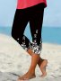 Floral Print Skinny Capri Leggings Casual Elastic Waist Stretchy Leggings Women's Clothing