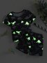 2 Pcs Boy's Luminous Cartoon Dinosaur Print Short Sleeve T-shirts & Elastic Waist Shorts Set Comfy & Skin-friendly Set As Daily Gift