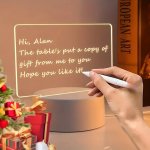 1PC 3D Acrylic LED Night Light Diy Writing Board Series White Base With Pen Removable Message Board Creative Gift Transparent Il