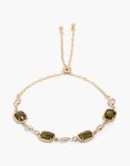 Goldair Gold Plated Olive Green Cubic Zirconia Square Cut Bezel Toggle Bracelet