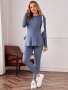 Women's Maternity Solid Drawstring Tee & Leggings Set For Fall Winter Pregnant Women's Clothing