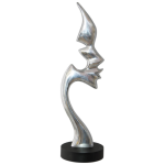 Abstract Face Metal Sculpture On Plinth 43 Cm