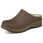 Shibever Clogs For Women Mules Shoes Leather Slip On Clog Closed Toe Comfortable Tan Mules Size 10