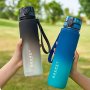 1pc Gradient Fashion Sports Water Bottle High Aesthetic Value Direct-Drink Space Cup Large Capacity Outdoor Hydration Bottle PC (Polycarbonate) Material With Portable Strap
