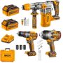 Ingco - Cordless Rotary Hammer Impact Wrench & Impact Drill Combo - 20V