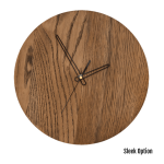 Quinn Wall Clock In Oak - 250MM Dia Black Sleek Black Second Hand