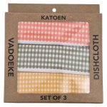 Cotton Kitchen Towels Checked Colors 3 Piece